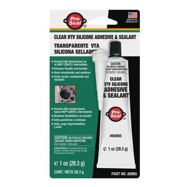 Sealant RTV Silicone Sealant,  1 oz,  Clear,  Temp Range -75 to 500 Degrees F