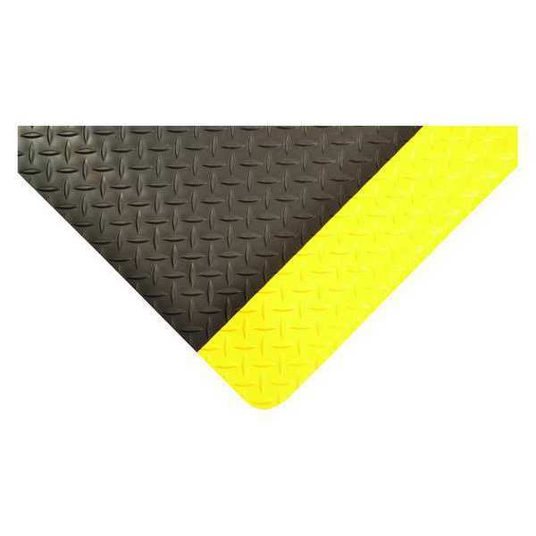 Antifatigue Mat,  Black/Yellow,  3 ft. L x 2 ft. W,  Vinyl,  Diamond Plate Surface Pattern,  1" Thick