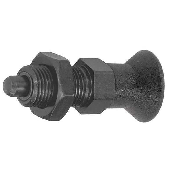 Indexing Plunger D1= 5/8-11,  D=8,  Style B,  Non-Lockout w Locknut,  Steel Hardened,  Knob Plastic Black