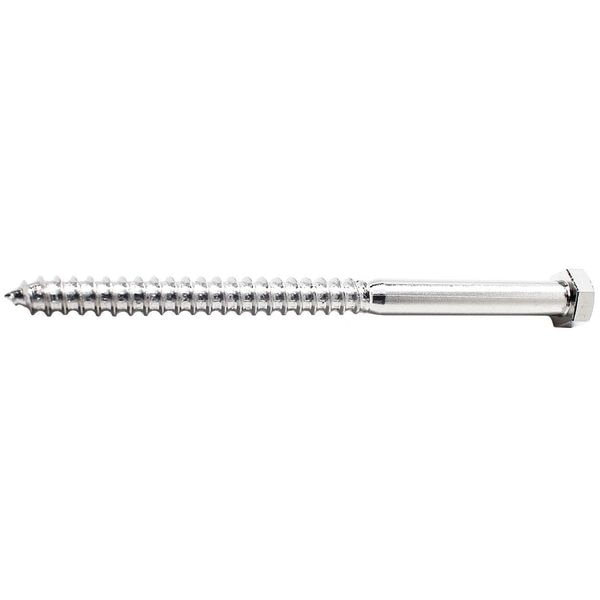 Lag Screw,  1/4 in,  1-1/2 in,  18-8 Stainless Steel,  NL-19(SM) Hex External Hex Drive,  25 PK
