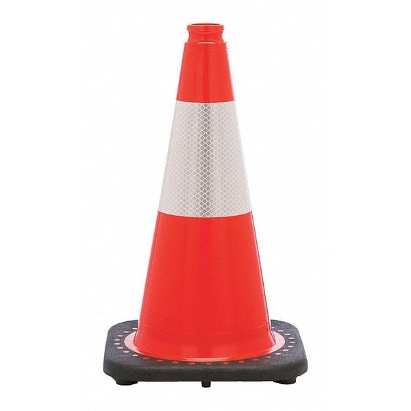 Traffic Cone,  Day or Low Speed Roadway (40 mph or less),  3 lb,  Reflective,  18 in Height,  Orange