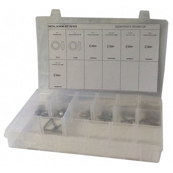 Screw Assortment Tapping Screw and Washer Assortment,  Steel,  Plain Finish,  76 PCS