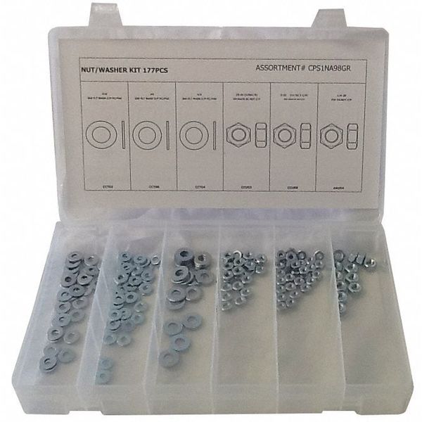 Nut and Washer Assortment, 6 Sizes