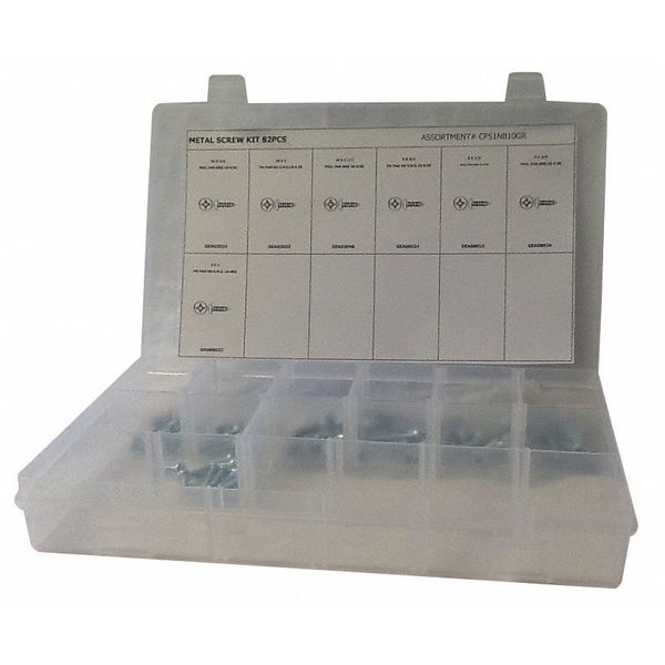 Tapping Screw Assortment,  Steel,  Plain Finish