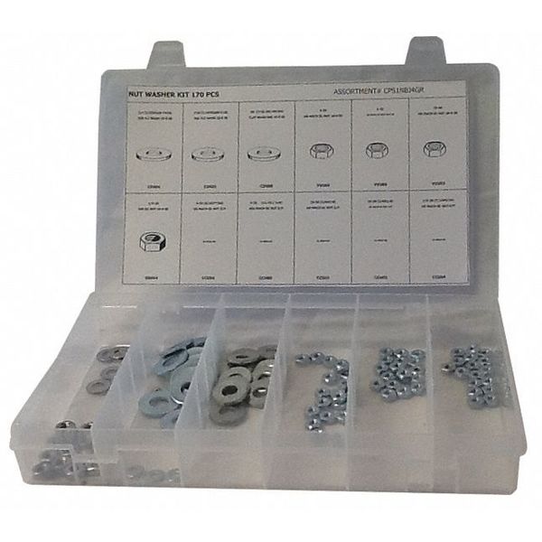 Nut and Washer Assortment, 7 Sizes