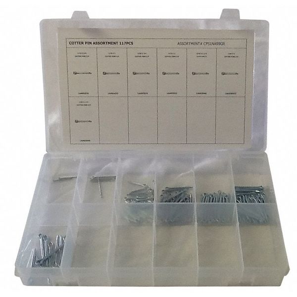 Pin Assortment, Low Carbon Steel, 117 pcs.