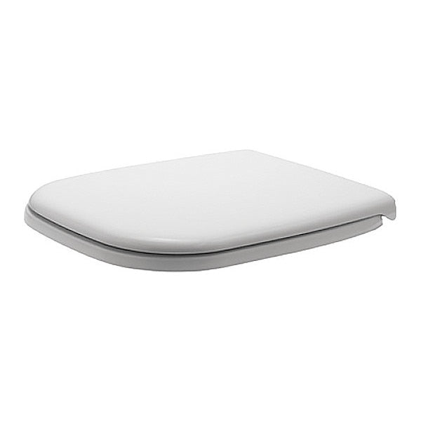 Toilet Seat, Elongated, SS, White,  With Cover,  D-Shaped/Elongated,  White