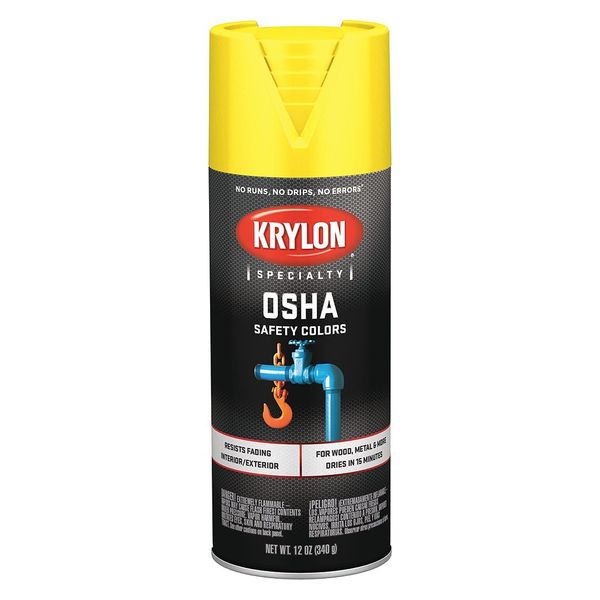 Spray Paint, Safety Yellow, Gloss, 12 oz