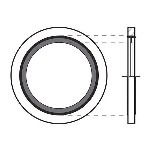 Sealing Washer,  Fits Bolt Size M30 Steel/Buna-N,  Cadmium Plated Finish