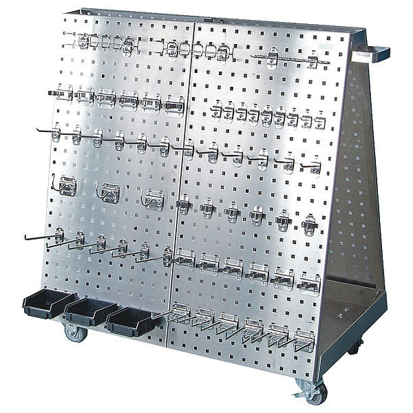 36-3/4 In. L x 39-1/4 In. H x 21-1/4 In. W Stainless Steel Tool Cart 60 pc. Stainless Steel LocHook Asst 3 Hanging Bins