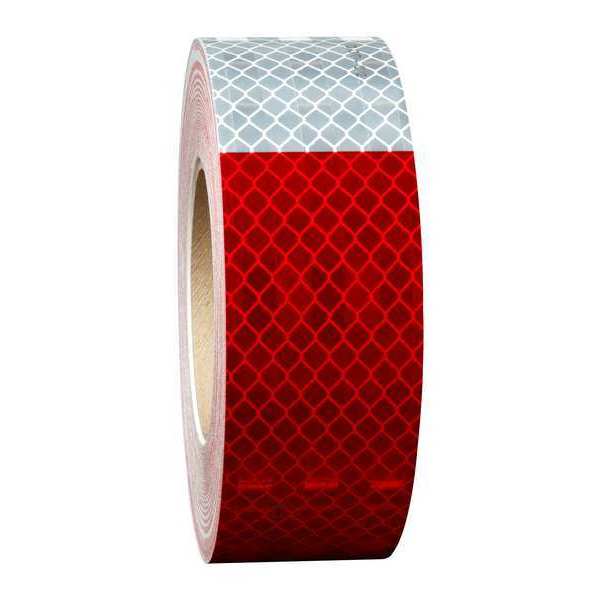 Conspicuity Reflective Tape,  2 in W x 150 ft L,  10 mil Thick,  Red/White