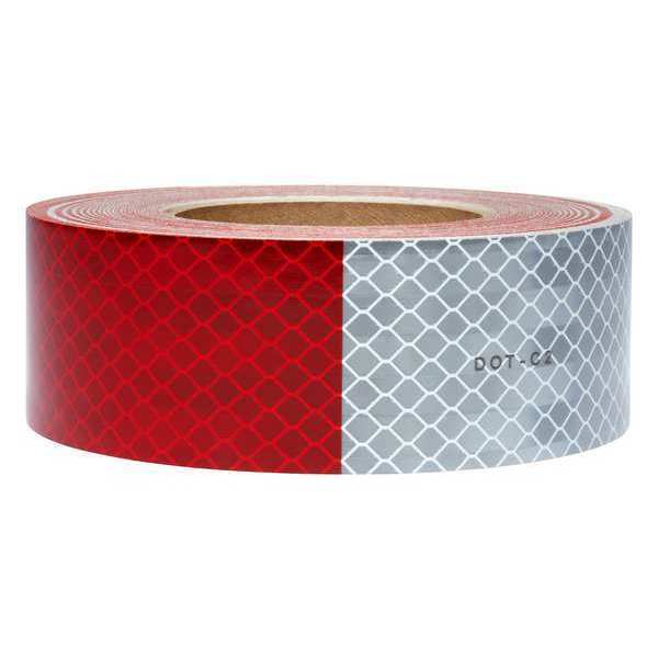 Conspicuity Reflective Tape,  2 in W x 70 yd L,  10 mil Thick,  Red/White