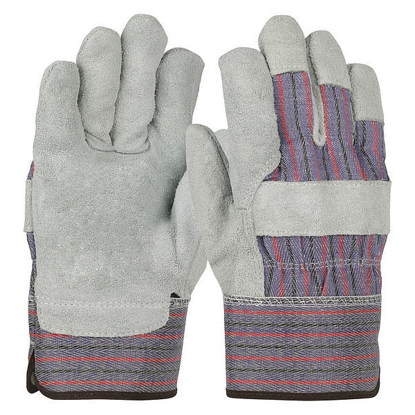 Economy Grade Split Cowhide Leather Palm Glove,  Fabric Back,  Gunn Cut,  Wing Thumb,  XL,  12 Pairs