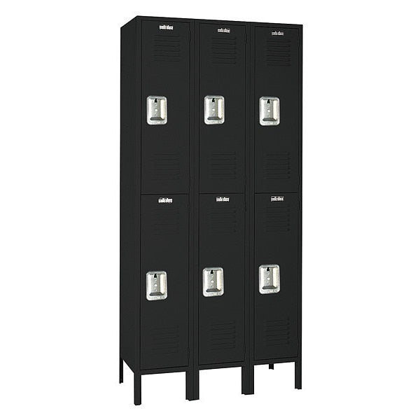 Wardrobe Locker,  (2) Tier,  (3) Wide,  Steel,  Powder Coated Finish,  36 in W,  15 in D,  78 in H