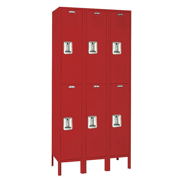 Wardrobe Locker,  (2) Tier,  (3) Wide,  Steel,  Powder Coated Finish,  36 in W,  15 in D,  78 in H