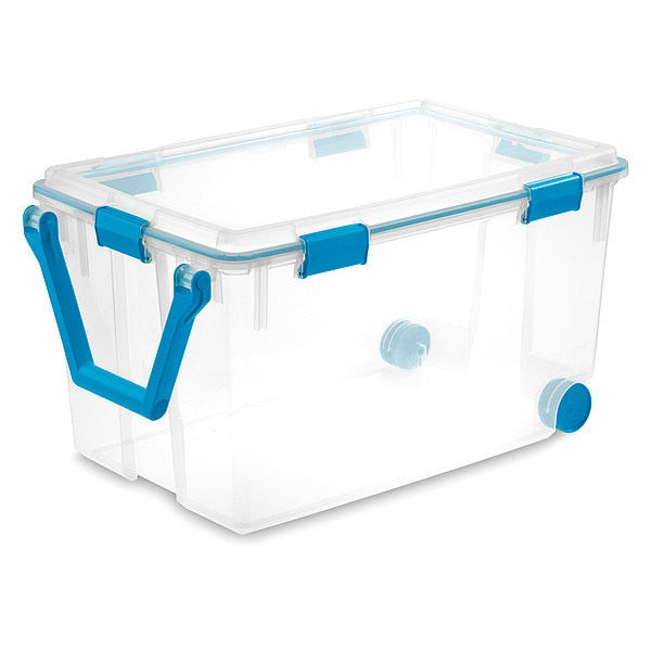 Storage Tote,  Clear,  Polypropylene,  30 1/4 in L,  19 5/8 in W,  16 3/4 in H,  30 gal Volume Capacity