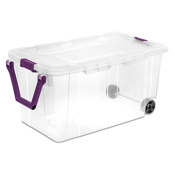 Storage Tote,  Clear,  Polypropylene,  36 3/4 in L,  21 3/8 in W,  18 in H,  40 gal Volume Capacity