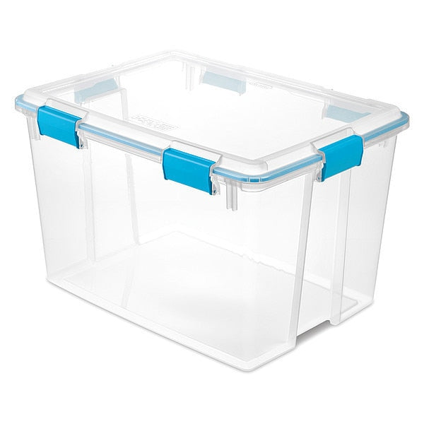 Storage Tote,  Clear,  Polypropylene,  24 in L,  18 in W,  15 1/4 in H,  20 gal Volume Capacity