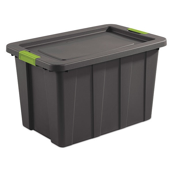 Storage Tote,  Gray,  Polyethylene,  29 7/8 in L,  19 3/4 in W,  18 1/8 in H,  30 gal Volume Capacity