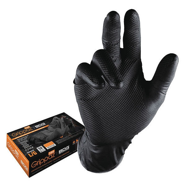 Disposable Gloves,  Nitrile,  Black,  50 PK