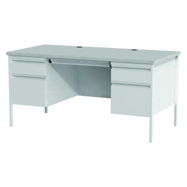 Office Desk,  Double Pedestal,  60"W x 30"D,  Gray/Gray