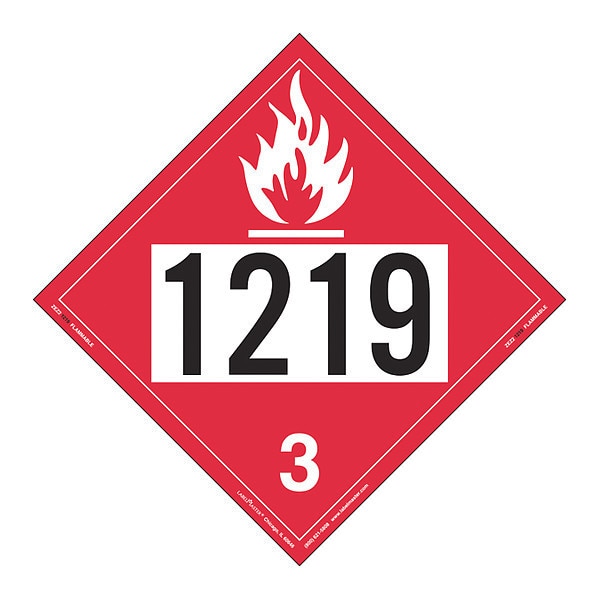 Flammable Liquid Placard 1219, PK25