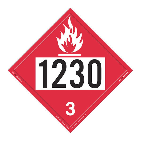 Flammable Liquid Placard 1230, PK25