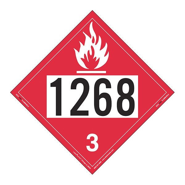 Flammable Liquid Placard 1268, PK25