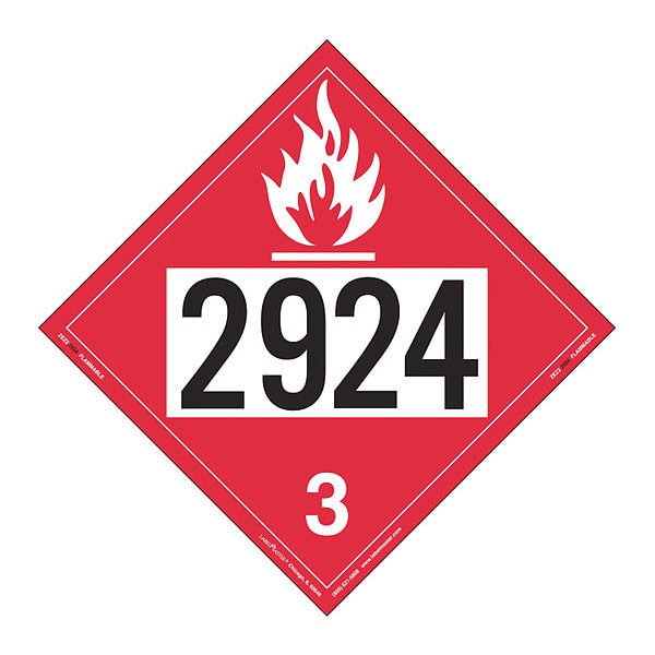 Flammable Liquid Placard 2924, PK25