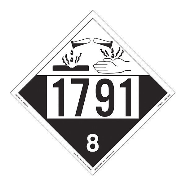 Corrosive Placard, UN 1791, PK25