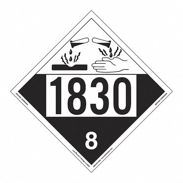 Corrosive Placard, UN1830, PK25
