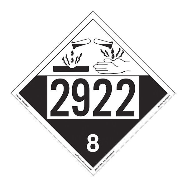 Corrosive Placard, UN 2922, PK25