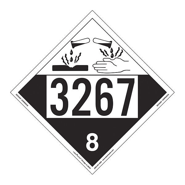 Corrosive Placard, UN 3267, PK25