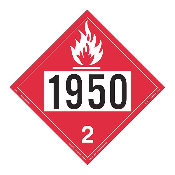 Flammable Gas Placard, UN 1950, PK25