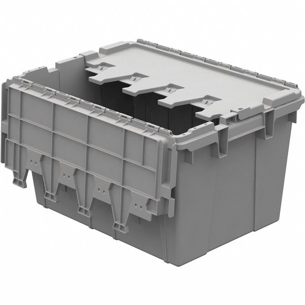 Gray Attached Lid Container,  High Density Polyethylene