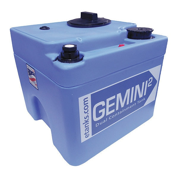 Gemini®Dual Containment® Storage Tank,  Double Wall,  Square,  LDPE 1.5,  Blue,  5 Gal