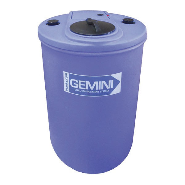 Gemini®Dual Containment® Storage Tank,  Double Wall,  Vertical,  Cylindrical,  LDPE 1.5,  Blue,  62 Gal