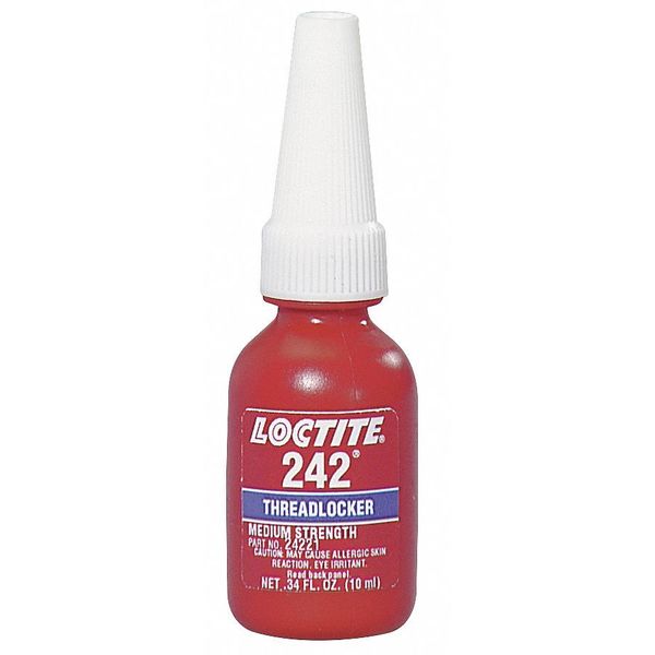 Threadlocker,  LOCTITE 242,  Blue,  Medium Strength,  Liquid,  10 mL Bottle