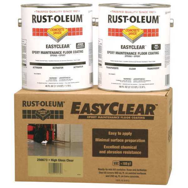 1 gal Containers,  Partial Fill Activator 40 fl oz; Base 80 fl oz Floor Coating,  High Gloss Finish