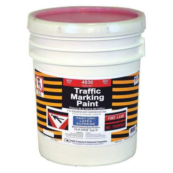 Traffic Zone Marking Paint,  5 gal.,  Red,  Latex Acrylic -Based