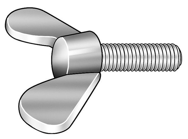 Thumb Screw,  M5-0.80 Thread Size,  Rounded Wing,  Zinc Plated Iron,  13 mm Head Ht,  30 mm Lg