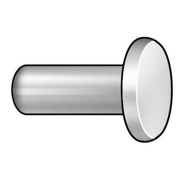 Solid Rivet,  Flat Head,  0.185 in Dia.,  0.375 in L,  Steel Body,  200 PK