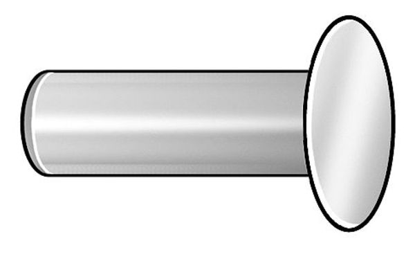 Tubular Rivet,  Countersunk Head,  9/64 in Dia.,  3/8 in L,  Steel Body,  100 PK