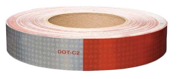 Reflective Tape, W 1 In, Red/White