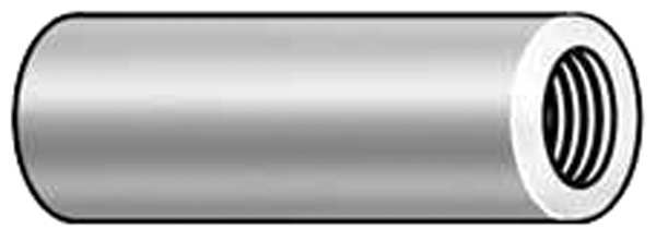 Round Standoffs,  #6-32 Thrd Sz,  1-1/4 in Bd L,  Aluminum Plain,  1/4 in OD,  10 PK