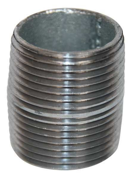 1/2" MNPT Close TBE Galvanized Steel Pipe Nipple Sch 40,  Seamless/Welded: Welded