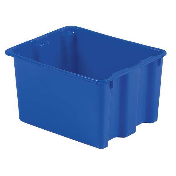 Stack & Nest Bin,  Blue,  Plastic,  21 in L x 17 in W x 12 in H,  70 lb Load Capacity