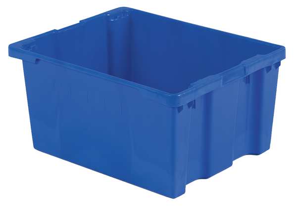 Stack & Nest Bin,  Blue,  Plastic,  30 1/8 in L x 24 in W x 15 1/8 in H,  70 lb Load Capacity