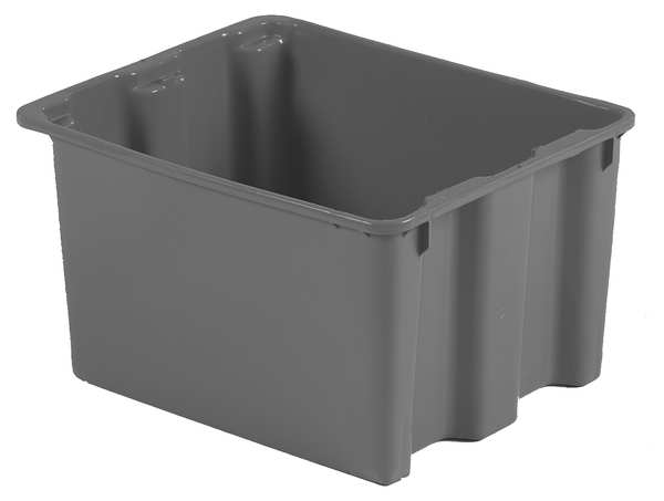 Stack & Nest Bin,  Gray,  Plastic,  21 in L x 17 in W 12 in H,  70 lb Load Capacity