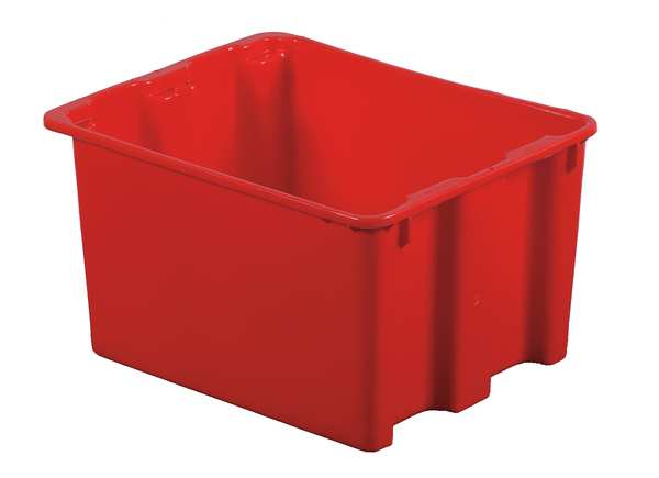 Stack & Nest Bin,  Red,  Plastic,  21 in L x 17 in W 12 in H,  70 lb Load Capacity